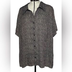 LANE BRYANT BLACK AND GREY SHEER BUTTON UP‎ BLOUSE WOMENS SIZE 18/20